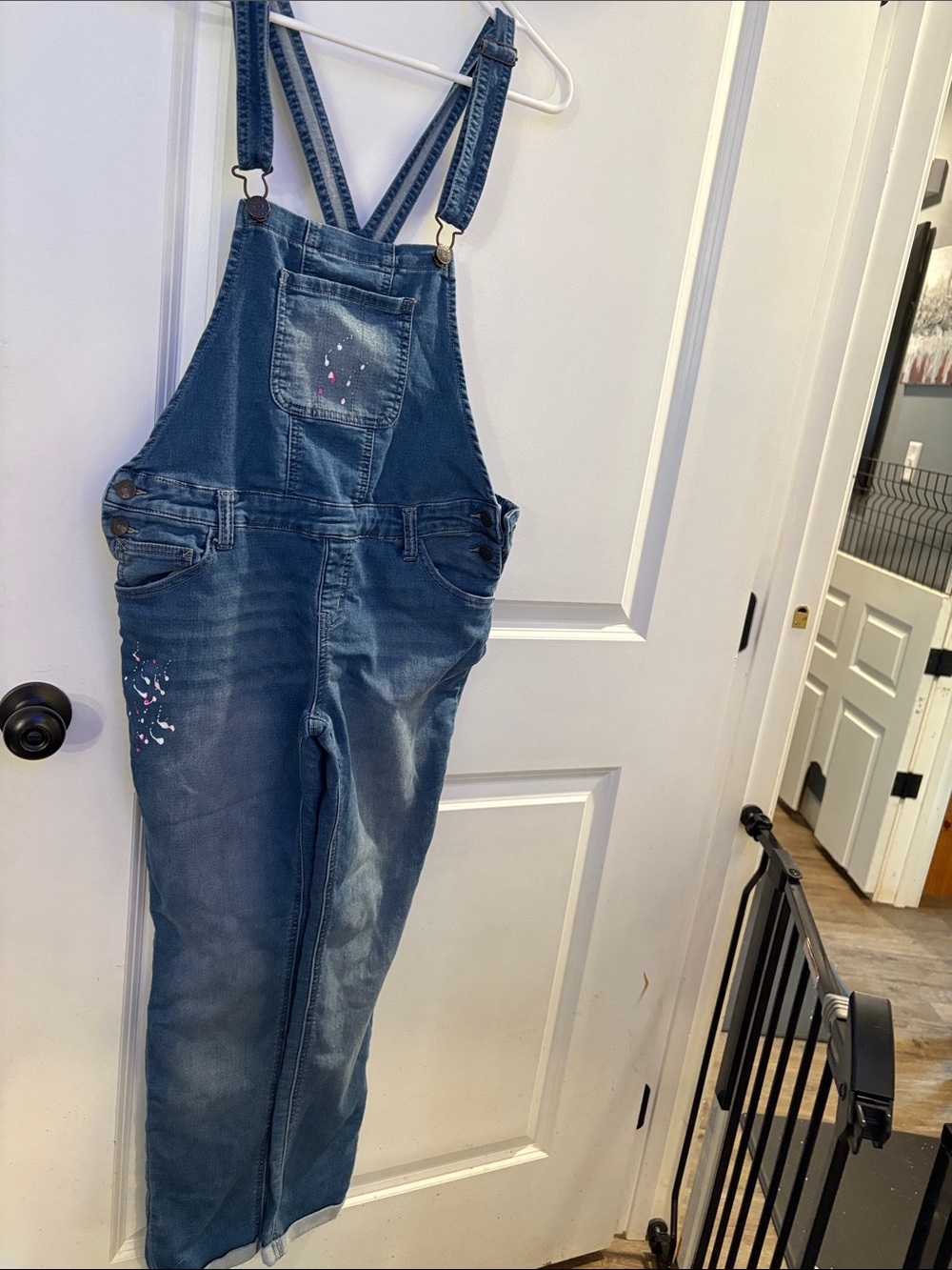 Kids Justice Blue Denim Overalls - Casual Painter-Detail Style